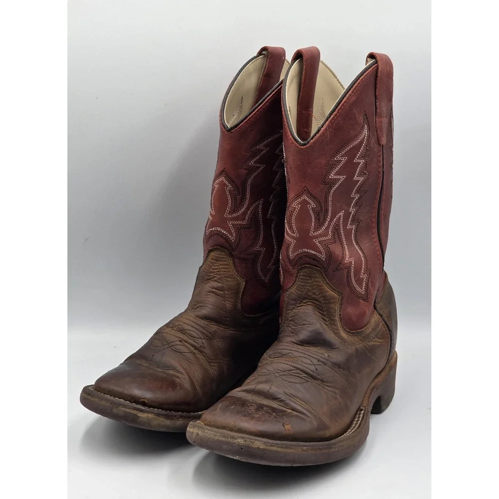 Cody James Boys Broad Square Toe Cowboy Boots Brown Leather Youth Size 2 D